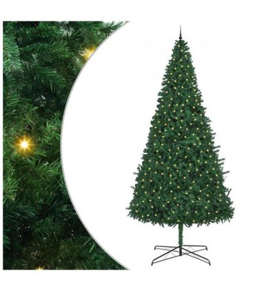 vidaXL Christmas Tree with Decorative String Lights Green 400 cm PVC — Model: with leds &black balls