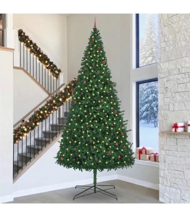 vidaXL Christmas Tree with Decorative String Lights Green 400 cm PVC — Model: with leds &red balls