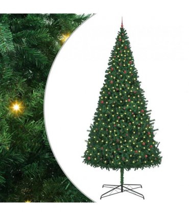 vidaXL Christmas Tree with Decorative String Lights Green 400 cm PVC — Model: with leds &red balls