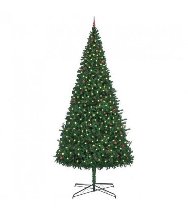 vidaXL Christmas Tree with Decorative String Lights Green 400 cm PVC — Model: with leds &red balls