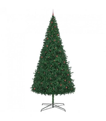 vidaXL Christmas Tree with Decorative String Lights Green 400 cm PVC — Model: with leds &red balls