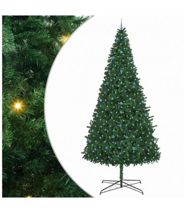 vidaXL Christmas Tree with Decorative String Lights Green 400 cm PVC — Model: with leds &blue balls