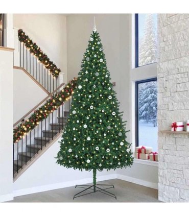 vidaXL Christmas Tree with Decorative String Lights Green 400 cm PVC — Model: with leds &silver balls