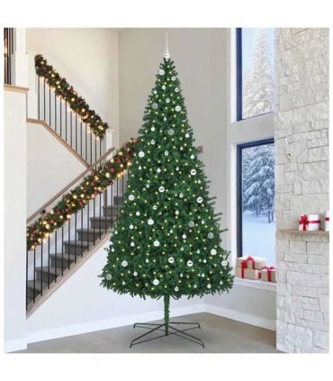 vidaXL Christmas Tree with Decorative String Lights Green 400 cm PVC — Model: with leds &silver balls