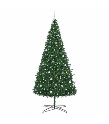 vidaXL Christmas Tree with Decorative String Lights Green 400 cm PVC — Model: with leds &silver balls