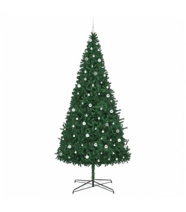 vidaXL Christmas Tree with Decorative String Lights Green 400 cm PVC — Model: with leds &silver balls
