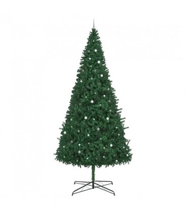 vidaXL Christmas Tree with Decorative String Lights Green 400 cm PVC — Model: with leds &white/grey balls