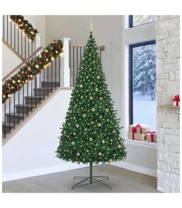 vidaXL Christmas Tree with Decorative String Lights Green 400 cm PVC — Model: with leds &gold balls
