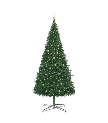 vidaXL Christmas Tree with Decorative String Lights Green 400 cm PVC — Model: with leds &gold balls