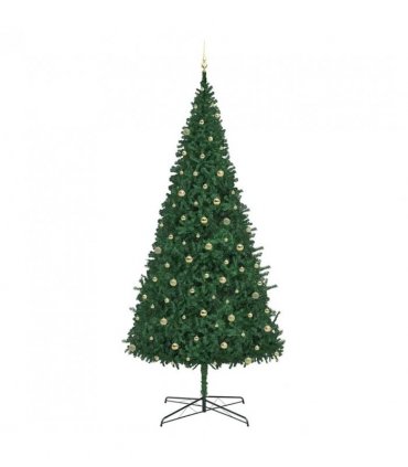 vidaXL Christmas Tree with Decorative String Lights Green 400 cm PVC — Model: with leds &gold balls