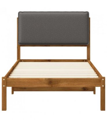 vidaXL Bed Frame with Upholstered Headboard Natural and Light Grey — Size: 90 x 200 cm