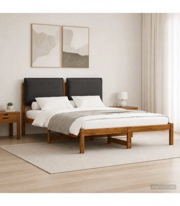vidaXL Bed Frame with Upholstered Headboard Natural and Dark Grey — Size: 120 x 200 cm