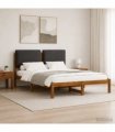 vidaXL Bed Frame with Upholstered Headboard Natural and Dark Grey — Size: 120 x 200 cm