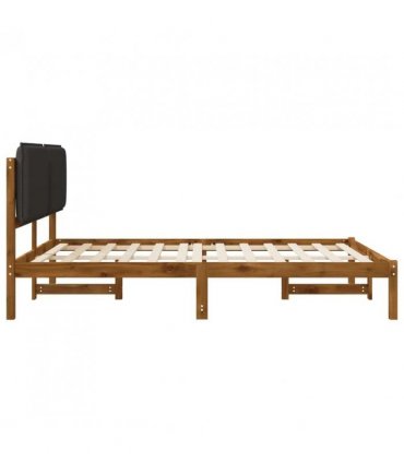 vidaXL Bed Frame with Upholstered Headboard Natural and Dark Grey — Size: 120 x 200 cm
