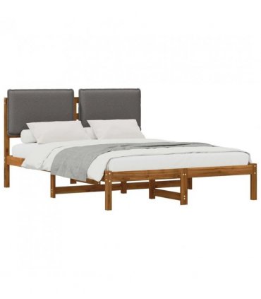 vidaXL Bed Frame with Upholstered Headboard Natural and Light Grey — Size: 160 x 200 cm