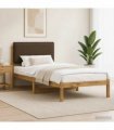 vidaXL Bed Frame with Upholstered Headboard Whitewash and Taupe — Size: 90 x 200 cm