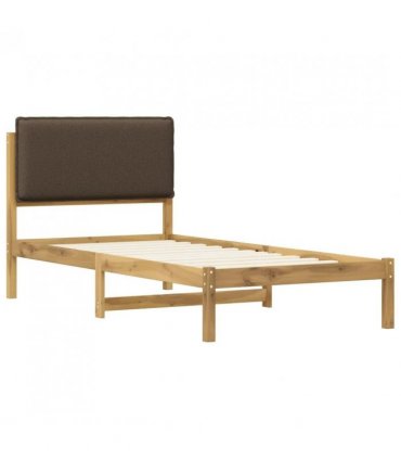 vidaXL Bed Frame with Upholstered Headboard Whitewash and Taupe — Size: 90 x 200 cm