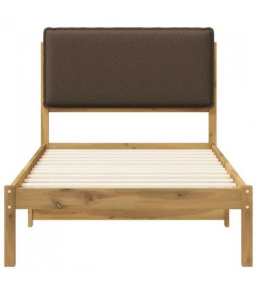 vidaXL Bed Frame with Upholstered Headboard Whitewash and Taupe — Size: 90 x 200 cm