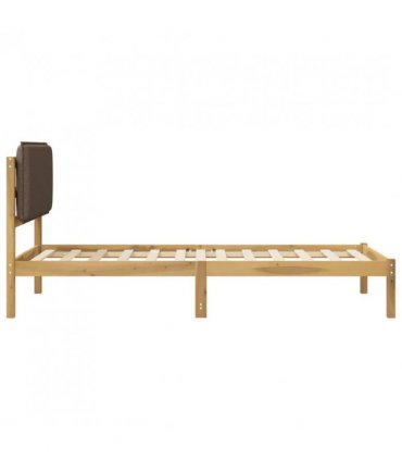 vidaXL Bed Frame with Upholstered Headboard Whitewash and Taupe — Size: 90 x 200 cm
