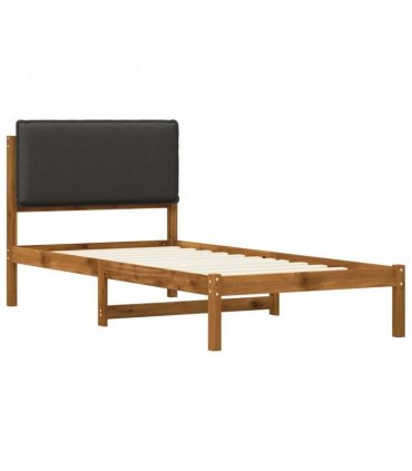 vidaXL Bed Frame with Upholstered Headboard Natural and Dark Grey — Size: 90 x 200 cm