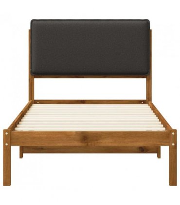 vidaXL Bed Frame with Upholstered Headboard Natural and Dark Grey — Size: 90 x 200 cm