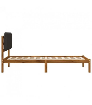vidaXL Bed Frame with Upholstered Headboard Natural and Dark Grey — Size: 90 x 200 cm
