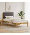 vidaXL Bed Frame with Upholstered Headboard Whitewash and Light Grey — Size: 90 x 200 cm