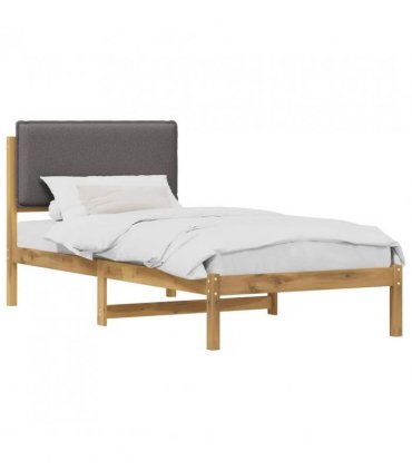 vidaXL Bed Frame with Upholstered Headboard Whitewash and Light Grey — Size: 90 x 200 cm