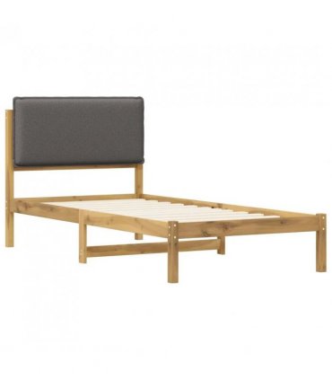vidaXL Bed Frame with Upholstered Headboard Whitewash and Light Grey — Size: 90 x 200 cm