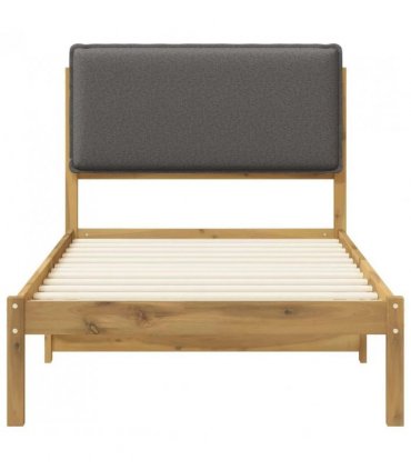 vidaXL Bed Frame with Upholstered Headboard Whitewash and Light Grey — Size: 90 x 200 cm