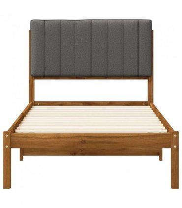 vidaXL Bed Frame with Upholstered Headboard Natural and Light Grey — Size: 90 x 190 cm
