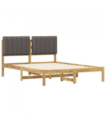 vidaXL Bed Frame with Upholstered Headboard Whitewash and Light Grey — Size: 120 x 190 cm