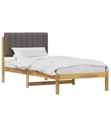 vidaXL Bed Frame with Upholstered Headboard Whitewash and Light Grey — Size: 90 x 200 cm — V0672360956