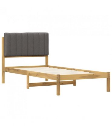 vidaXL Bed Frame with Upholstered Headboard Whitewash and Light Grey — Size: 90 x 200 cm — V0672360956