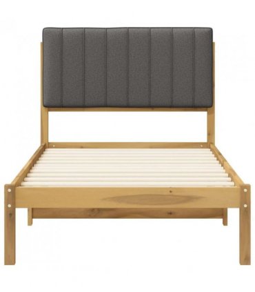 vidaXL Bed Frame with Upholstered Headboard Whitewash and Light Grey — Size: 90 x 200 cm — V0672360956