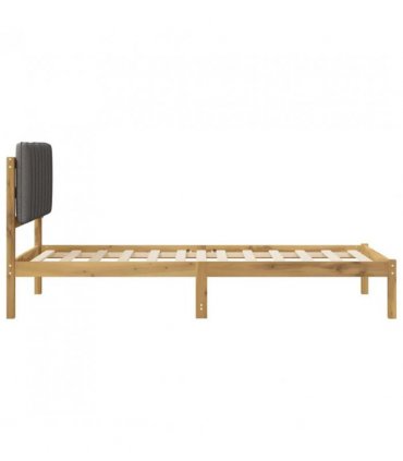 vidaXL Bed Frame with Upholstered Headboard Whitewash and Light Grey — Size: 90 x 200 cm — V0672360956