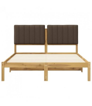 vidaXL Bed Frame with Upholstered Headboard Whitewash and Taupe — Size: 160 x 200 cm