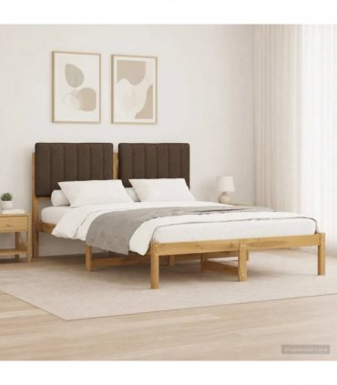 vidaXL Bed Frame with Upholstered Headboard Whitewash and Taupe — Size: 120 x 200 cm