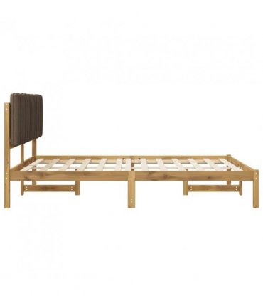 vidaXL Bed Frame with Upholstered Headboard Whitewash and Taupe — Size: 120 x 200 cm