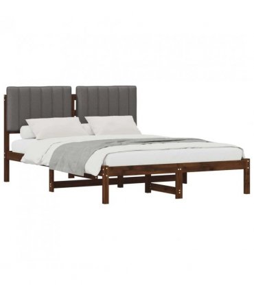 vidaXL Bed Frame with Upholstered Headboard Dark Brown and Light Grey — Size: 120 x 200 cm