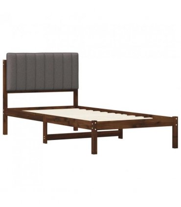vidaXL Bed Frame with Upholstered Headboard Dark Brown and Light Grey — Size: 90 x 190 cm