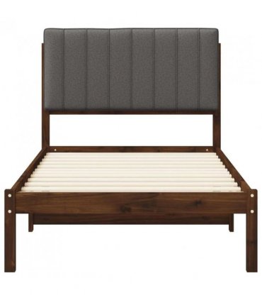 vidaXL Bed Frame with Upholstered Headboard Dark Brown and Light Grey — Size: 90 x 190 cm