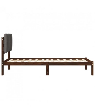 vidaXL Bed Frame with Upholstered Headboard Dark Brown and Light Grey — Size: 90 x 190 cm