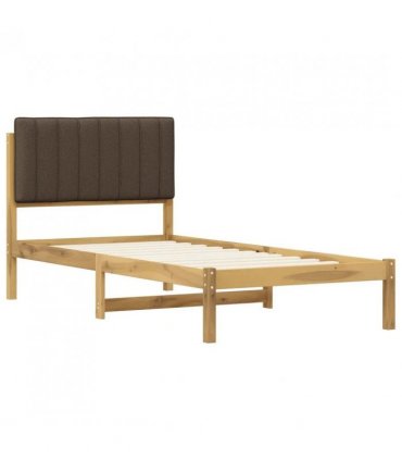 vidaXL Bed Frame with Upholstered Headboard Whitewash and Taupe — Size: 90 x 190 cm
