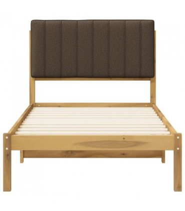 vidaXL Bed Frame with Upholstered Headboard Whitewash and Taupe — Size: 90 x 190 cm