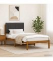 vidaXL Bed Frame with Upholstered Headboard Natural and Dark Grey — Size: 90 x 190 cm