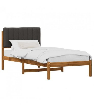 vidaXL Bed Frame with Upholstered Headboard Natural and Dark Grey — Size: 90 x 190 cm