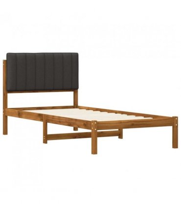 vidaXL Bed Frame with Upholstered Headboard Natural and Dark Grey — Size: 90 x 190 cm