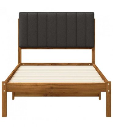 vidaXL Bed Frame with Upholstered Headboard Natural and Dark Grey — Size: 90 x 190 cm