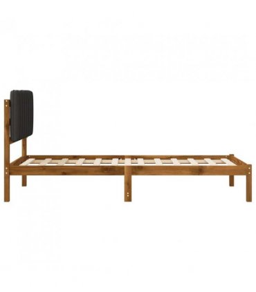 vidaXL Bed Frame with Upholstered Headboard Natural and Dark Grey — Size: 90 x 190 cm